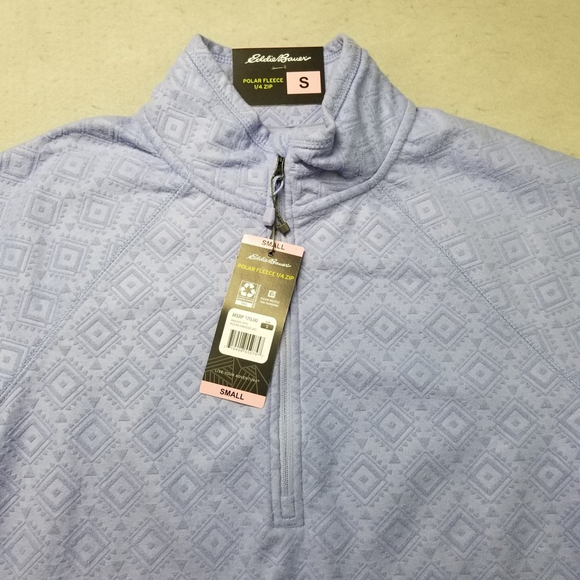 Eddie Bauer 1/4 Zip Polar Fleece Size S Purple Textured Long Sleeve - Picture 2 of 10